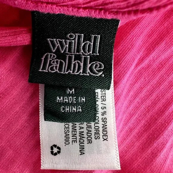 Wild Fable Bandana Crop Top Strappy Back Pointed Hem Ribbed Chic Pink Medium - Picture 2 of 5